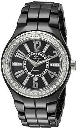 Lafayette Oniss Paris Women'S ON807-L Blk Collection Ladies, High Tech Ceramic Case and Band, Swiss Movement, Sapphire Crystal ,45 Setting Austrian Stones on Bezel , Mop Dial with Austrian Crystal - White Watch