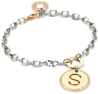 Rebecca Word" Rose Gold Over Bronze Letter "S" Bracelet