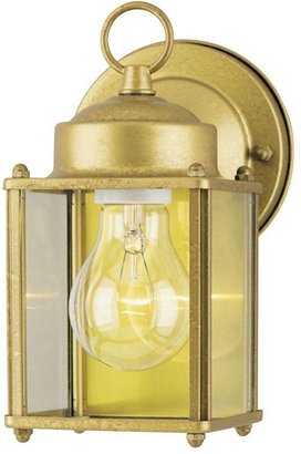 Westinghouse 1-Light Exterior Goldenrod Steel Wall Lantern with Clear Glass Panels