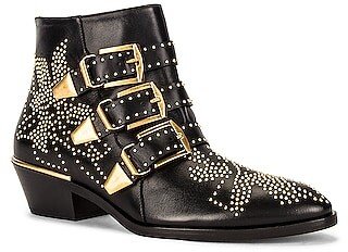 Chloé Susanna Leather Studded Booties in Black