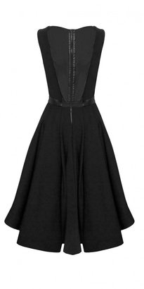 Alice + Olivia Colby Cascade Dress With Leather