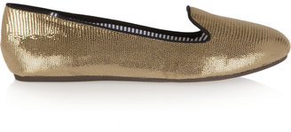 Charles Philip Shanghai Lizzette metallic coated suede loafers