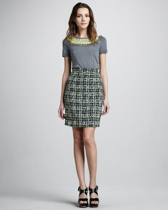 Milly Plaid Pencil Skirt