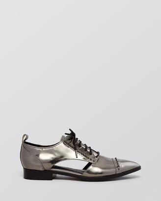 Elie Tahari Pointed Toe Lace Up Oxford Flats - Oakly