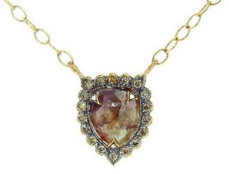 Cathy Waterman Rustic Diamond Shield Necklace - 22 Karat Gold