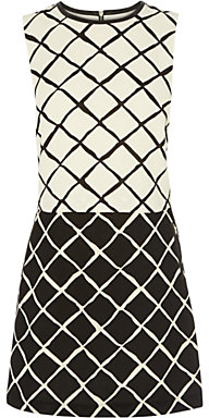 Oasis Multi-Diamond Print Double Layer Contrast Dress, Multi Black