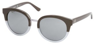 Tory Burch brown and silver colorblock round panama sunglasses