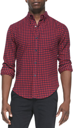 Band Of Outsiders Check Button-Down Shirt, Red Multi