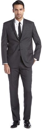 Saint Laurent grey micro-check two-button suit with flat front pants