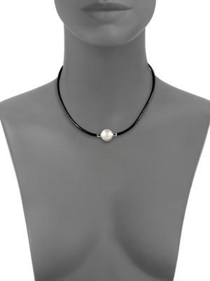 Majorica 12MM Multicolor Baroque Pearl, Sterling Silver & Leather Cord Multi-Row Necklace