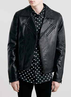 Topman Black Leather Biker Jacket*