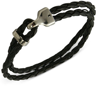 Ecko Unlimited Men's Black Leather Loop Hook Bracelet