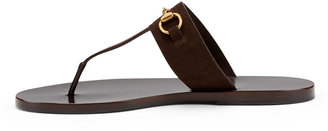 Gucci Horsebit Thong Slide Sandal, Cocoa