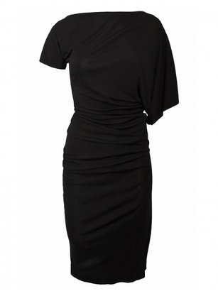 Jean Paul Gaultier Contrast Asymmetric Rayon Dress Black