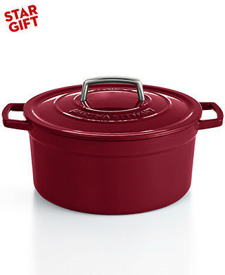 Martha Stewart Collection Collector's Enameled Cast Iron 6 Qt. Round Cranberry Casserole