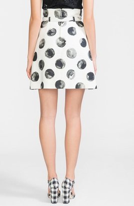 Dolce & Gabbana Dot Print Cotton A-Line Skirt with Belt