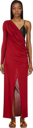 Givenchy Red Jersey Asymmetric Split Drape Dress