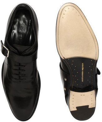 Alexander McQueen Shiny Calf Leather Harness Oxford Lace Up