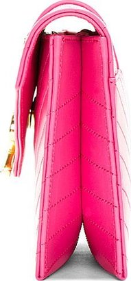 Saint Laurent Hot Pink Leather Quilted Envelope Clutch