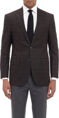 Barneys New York Super 120's Check Two-Button Sportcoat-Brown