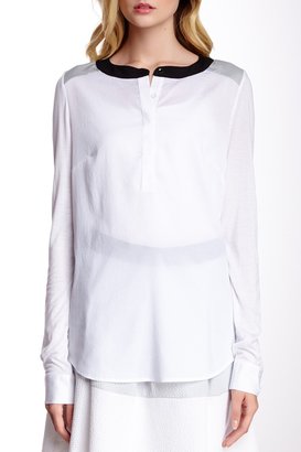 Kensie Mandarin Collar Long Sleeve Blouse