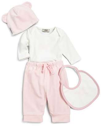 Armani Junior Infant's Four-Piece Bodysuit, Pants, Hat & Bib Gift Set