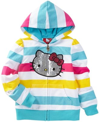 Hello Kitty Sequin Applique Striped Hoodie (Toddler Girls)
