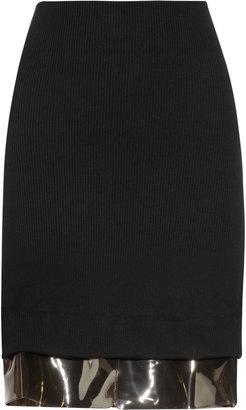 Toga Vinyl-trimmed cotton pencil skirt