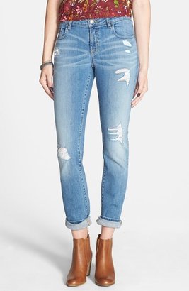 BP Distressed Midrise Slim Straight Leg Jeans (Medium) (Juniors)