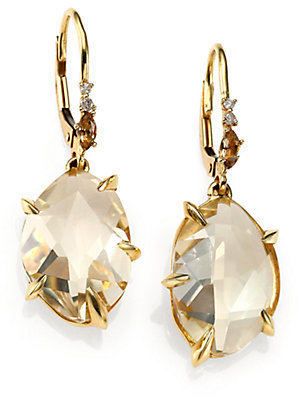 Alexis Bittar Fine Honey Gold Marquis Citrine, Grey Diamond & 18K Yellow Gold Drop Earrings