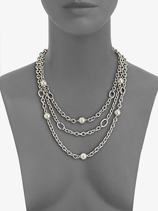 Majorica 10MM Pearl-Accented Triple Chain Necklace