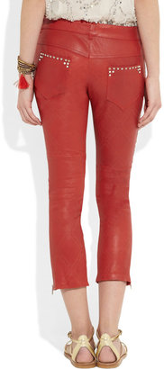 Isabel Marant Duncan cropped embellished stretch-leather skinny pants