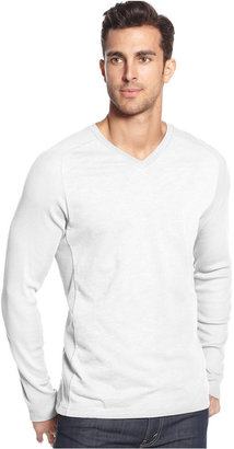 Alfani BLACK Long-Sleeve Ribbed V-Neck T-Shirt