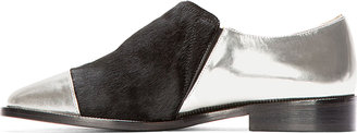 Marni Silver Leather & Black Calf-Hair Lux Flats