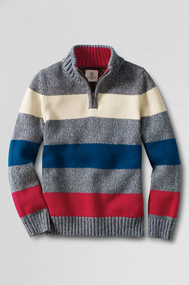 Lands' End Little Boys' Half-zip Mockneck Stripe Sweater