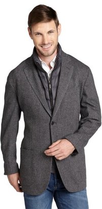 Brioni grey herringbone jacket with puffer vest