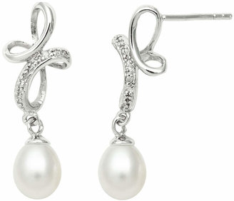 JCPenney FINE JEWELRY Freshwater Pearl & Diamond-Accent Earrings
