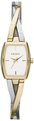 DKNY NY2235 Women's Crosswalk Rectangle Bracelet Strap Watch, Gold/Silver