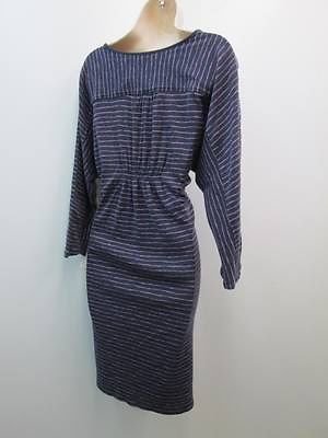 Anne Klein Purple Striped Long Sleeve Stretch Cotton Crewneck Sleepshirt Gown N