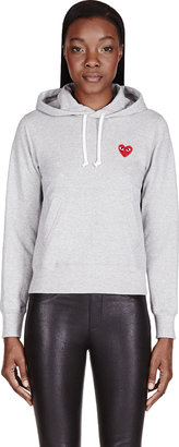 Comme des Garcons Play Heathered Grey Emblem Hooded Sweater