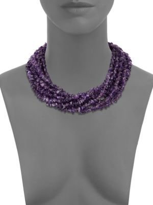 Kenneth Jay Lane Multi-Strand Amethyst-Color Bead Necklace