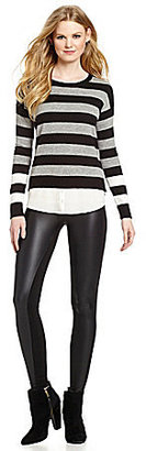 Kensie Striped Faux-Layered Sweater