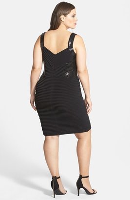Calvin Klein Sequin Side Tuck Pleat Cocktail Dress (Plus Size)