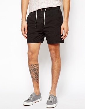 ASOS Chino Shorts With Elasticated Waist - Black