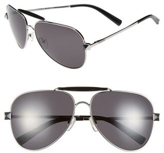 Valentino 'Rockstud' 60mm Metal Aviator Sunglasses