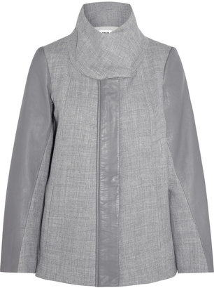 Helmut Lang Leather-paneled wool-blend jacket