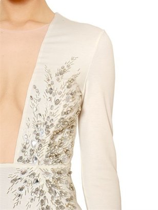 Francesco Scognamiglio Embellished Viscose Jersey & Tulle Dress