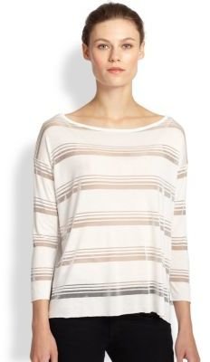 Bailey 44 Sheer-Striped Jersey Top