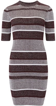 Alexander Wang T by Bordeaux striped cotton blend dress