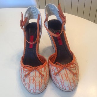 Carolina Herrera Orange Cloth Sandals